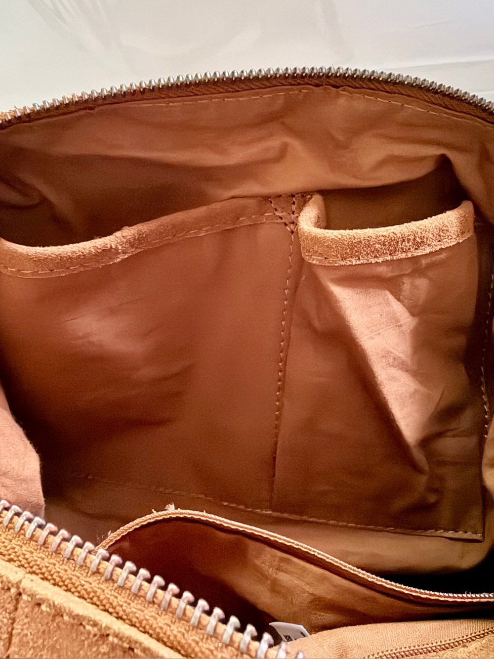 We The Free Tan Suede Baby Emerson Bag with with Double Layer Swag Charm Chain - Picture 8 of 13